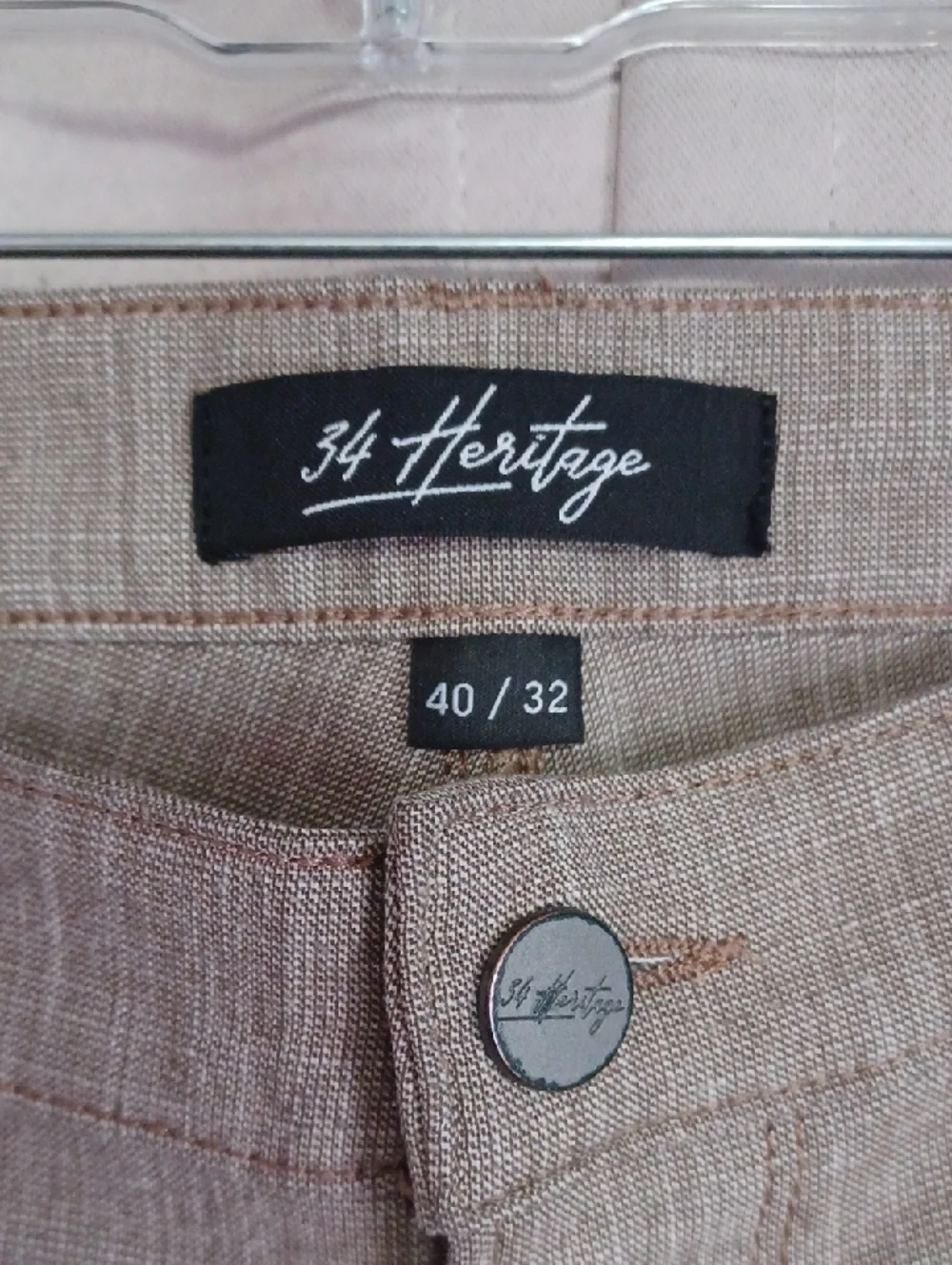 34Heritage Courage Tan Cross Hatch Twill Slacks 40/32 Double Belt Loops 5 Pocket